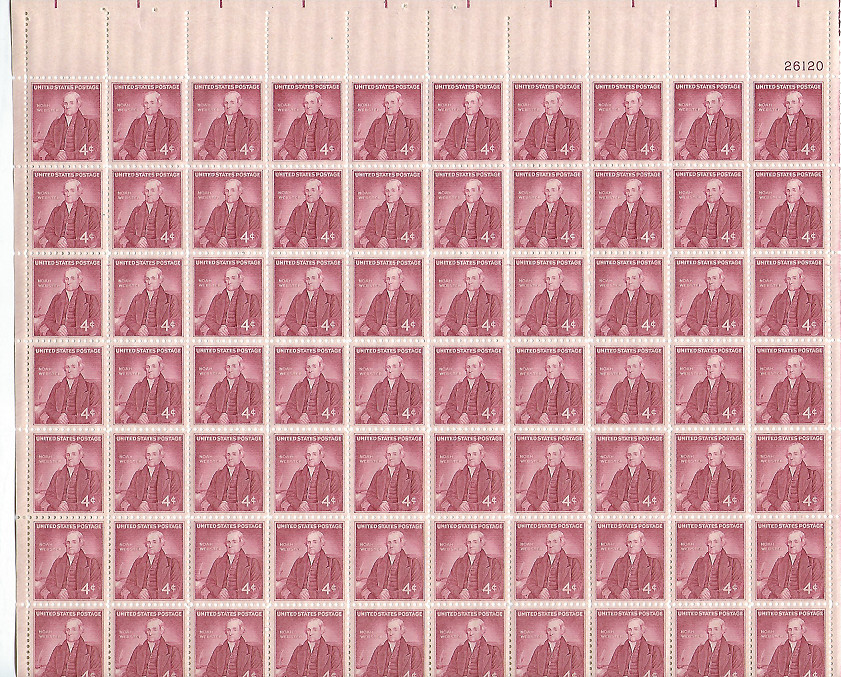 Scott #1121...4 Cent...Noah Webster... Sheet of 70