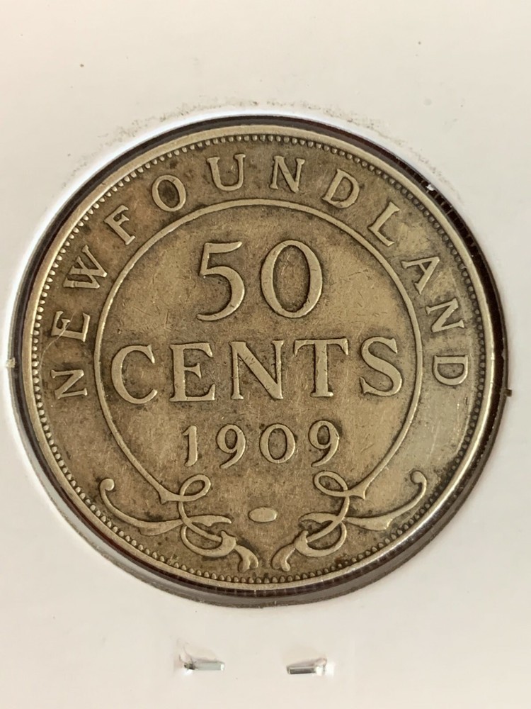 1909 Newfoundland Canada Silver Half Dollar Higher Grade