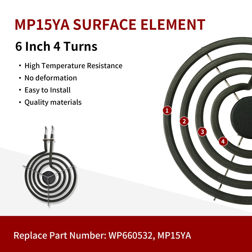 MP15YA Electric Range Burner Surface Element 6" Whirlpool WP660532 (EH-JH002)