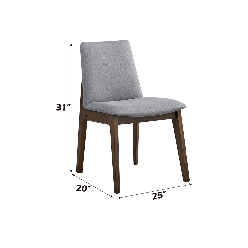 Kaela Light Gray Fabric & Walnut Finish Side Chair