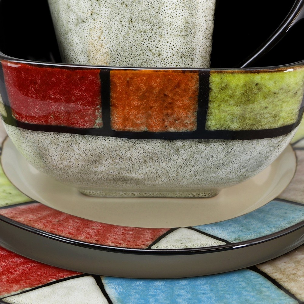 Elama's Country Cottage16 Piece Stoneware Dinnerware Set