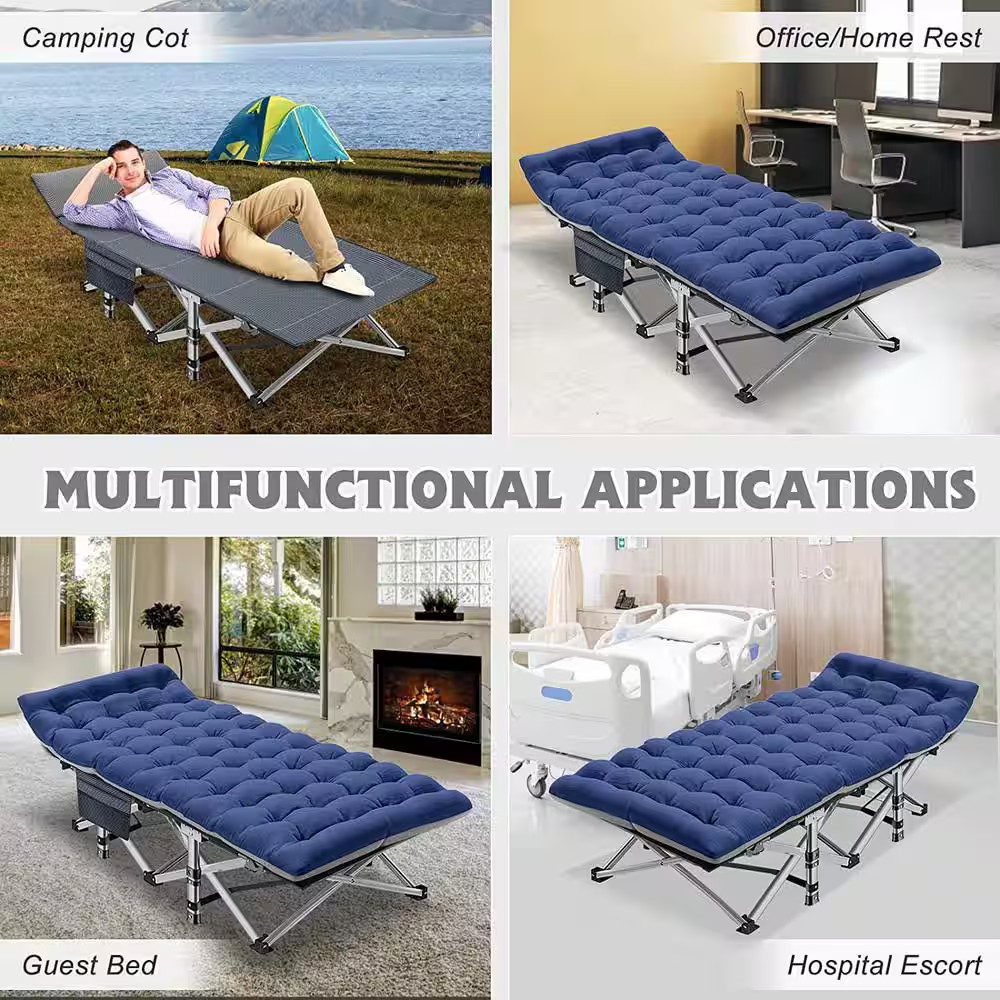 Double Layer 1200D Portable Sleeping Cots Bed, Heavy-Duty Sleeping Cots, with Ca