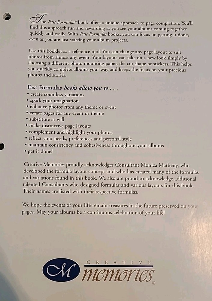 creative memories fast formula book