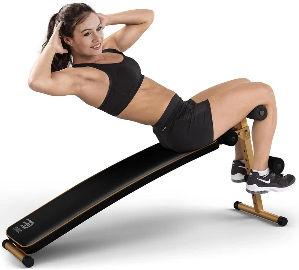 Sit Up Bench, Adjustable Workout Bench for Ab Exercise, Curved Incline/Decline S