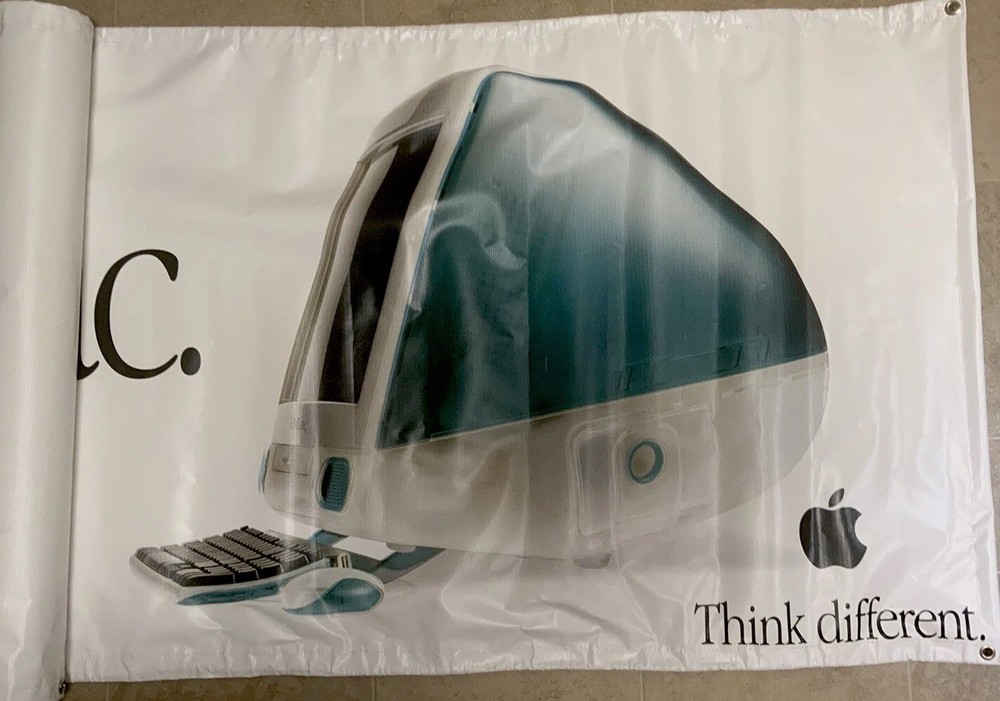 RARE Vintage Apple Computer iMac First Ed. Bondi Blue Think Different  Banner