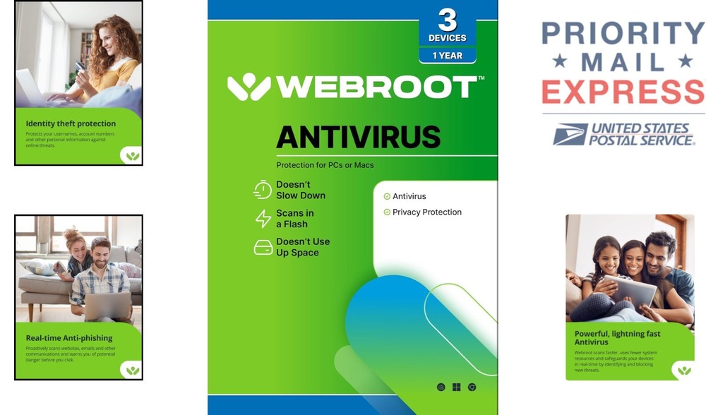 360 , Antivirus Software for 3 Devices with Key Card – PC/Mac