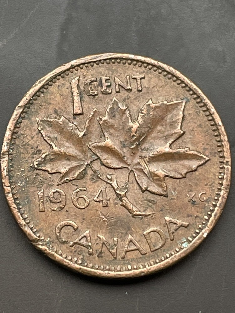CANADA - 1964 - 1c One Cent (Small) Copper Queen Elizabeth II Maple Leaf