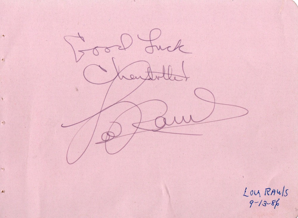 LOU RAWLS AUTOGRAPH SIGNED ON AUTOGRAPH ALBUM PAGE