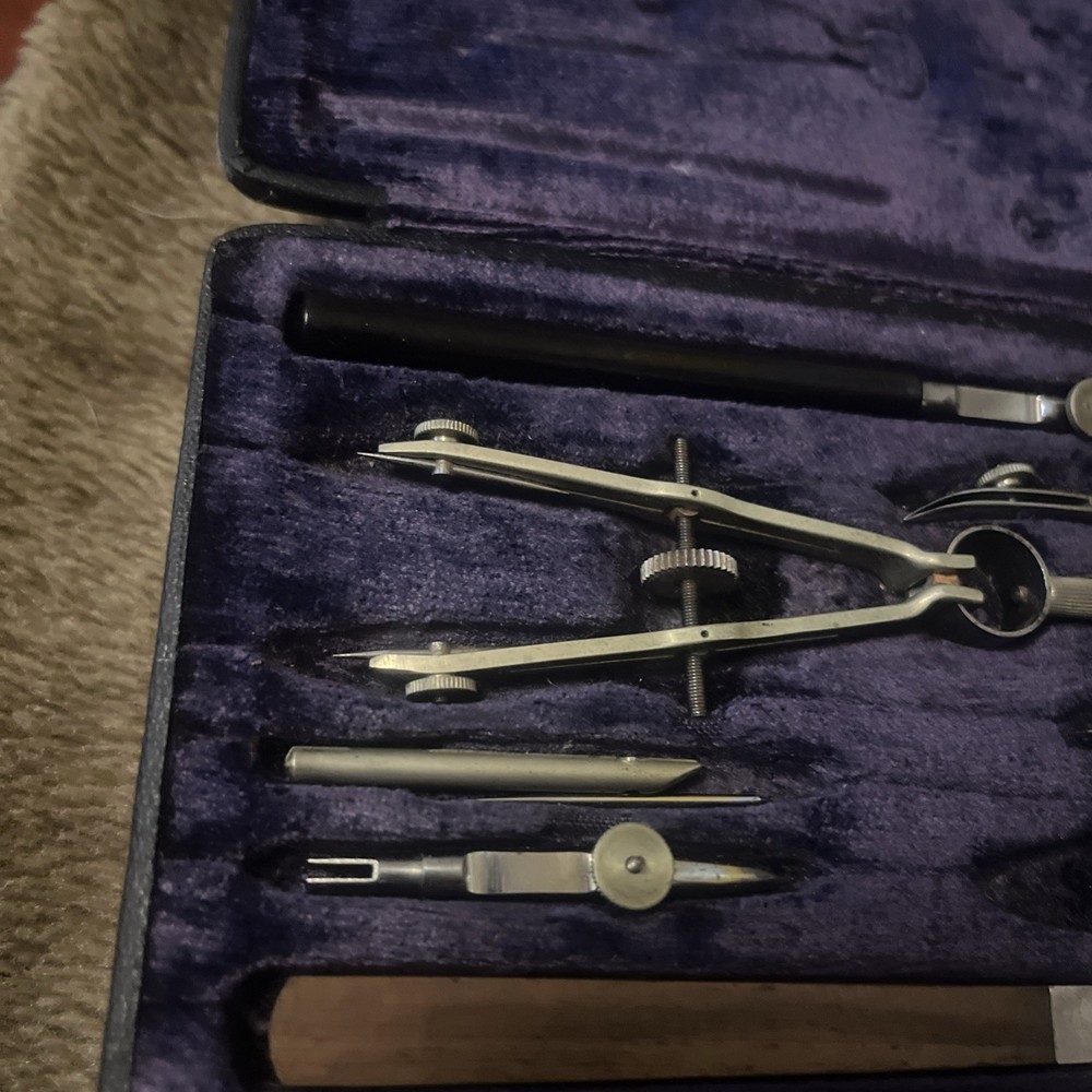 Vintage E.O. Richter & Co Precision Drawing Compass Set – Incomplete – Germany