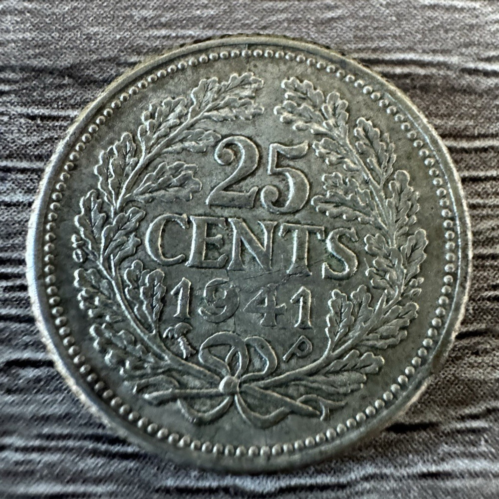 Netherlands - 25 Cents 1941-P - Wilhelmina, Silver
