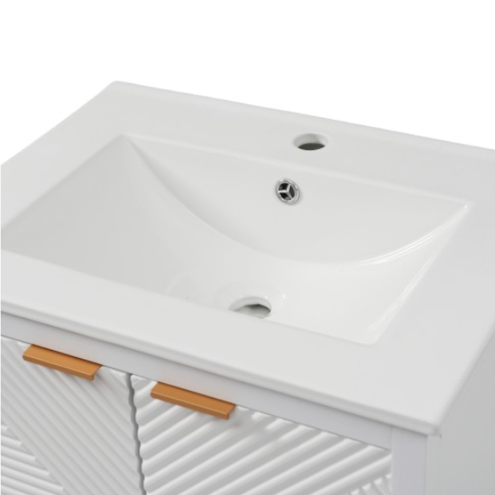 Durable 24 inch Bathroom Vanity Set Modern Solid Wood Bathroom Vanities In White