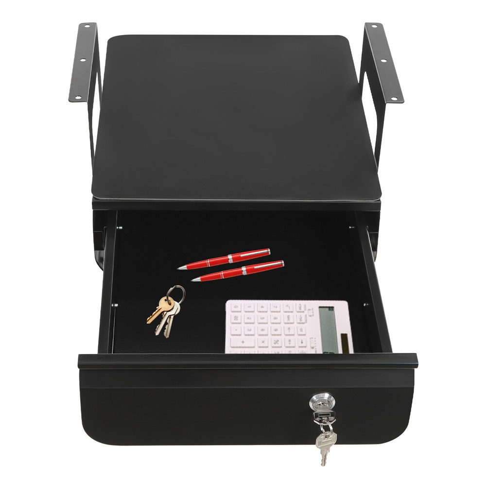 11.5 × 14.3in Lockable Under Desk Pull-Out Sliding Storage Drawer