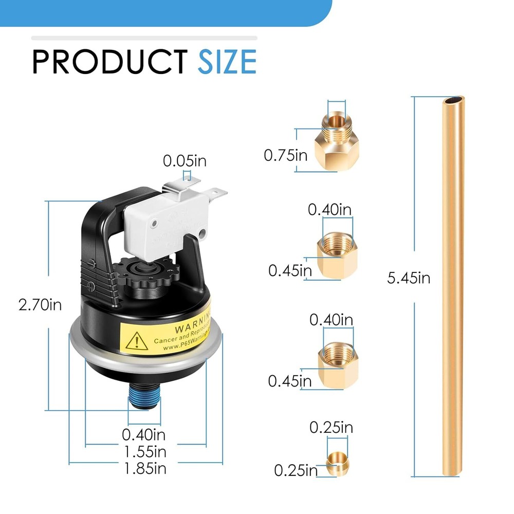 for Hayward HAXPSA1930 Pool Heater Water Pressure Switch Assembly Kit