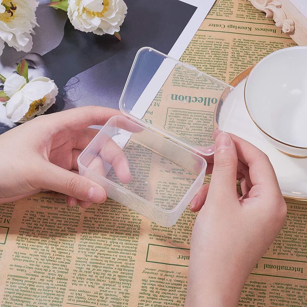 BENECREAT 12 Pack 3.5x2.4x1.2 Inches Rectangular Clear Plastic Bead Storage B...