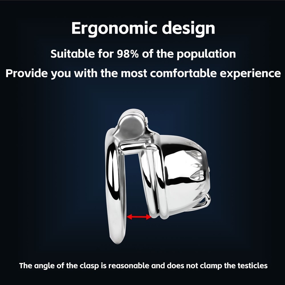 Metal Chastity Device for Men Ventilated Designed Cage with Lockable Ring SM