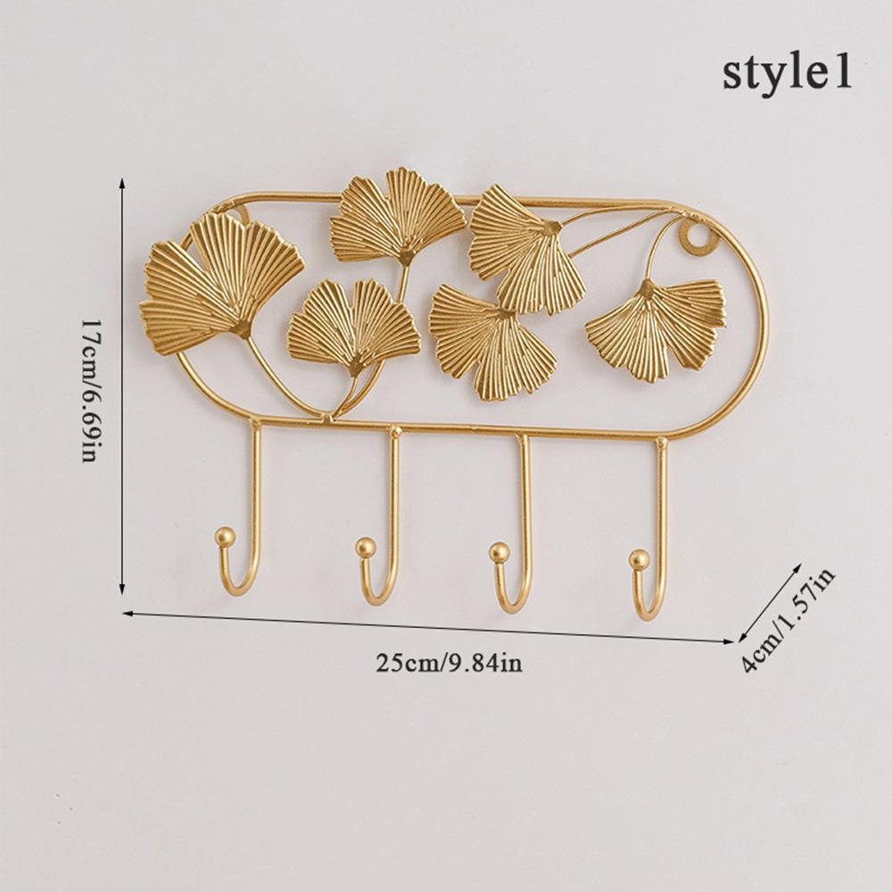 Ginkgo Leaf Wall Hook Decorative Iron Home Organization Storage Hanger