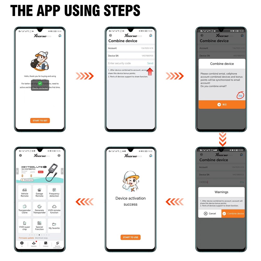 Xhorse VVDI BEE Key Tool Lite Frequency Detection Transponder Clone for Android