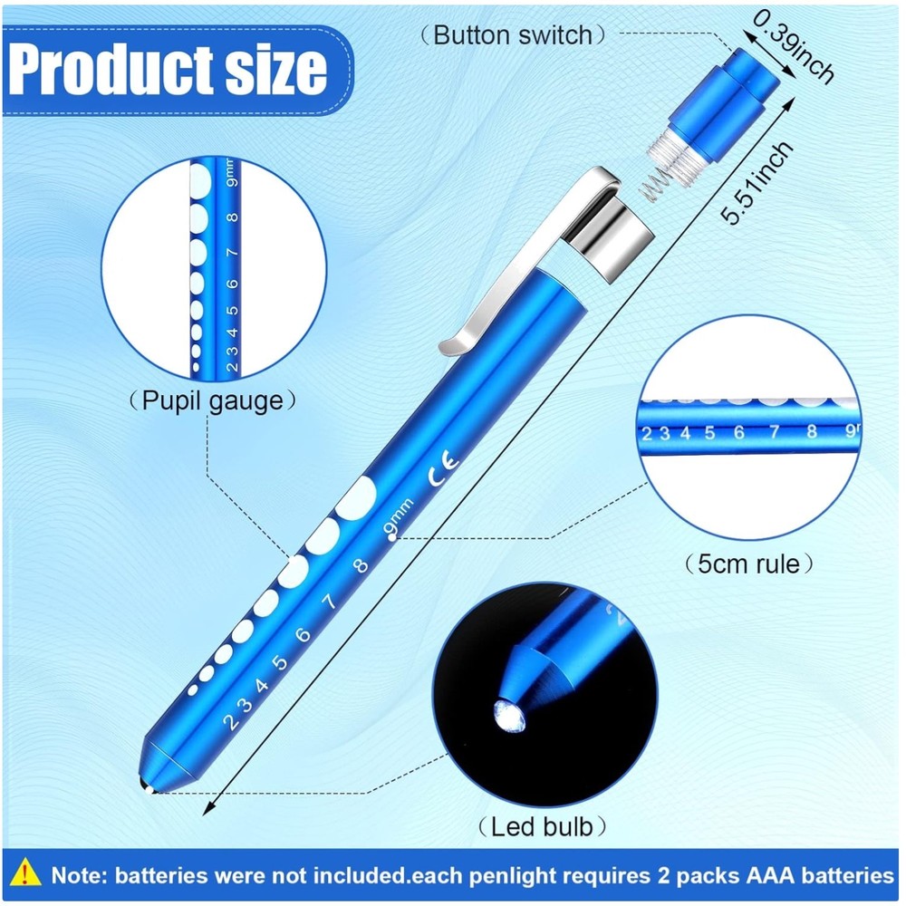 Reusable Pen Light with Pupil Gauge (30 Pack)