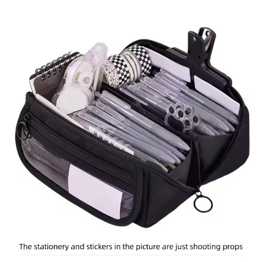 Large Capacity Pencil Case Organizer Multi Compartment School Office Storage