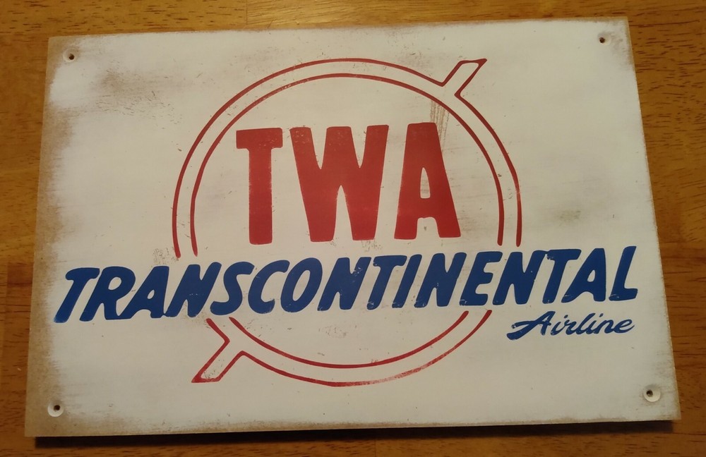 TWA TRANSCONTINENTAL Airline ~ Wooden Sign