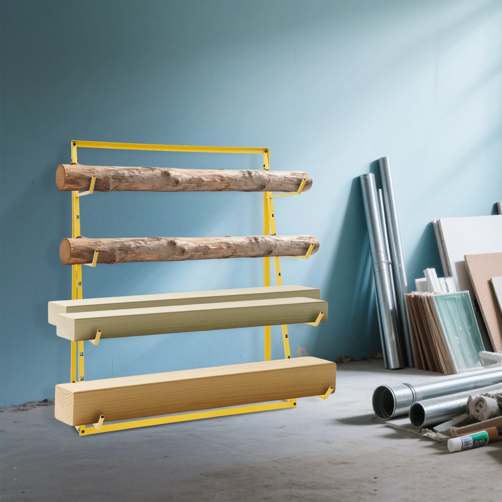 4 Tier Lumber Storage Rack Steel Horizontal Heavy Duty Pipe Organizer Shelf