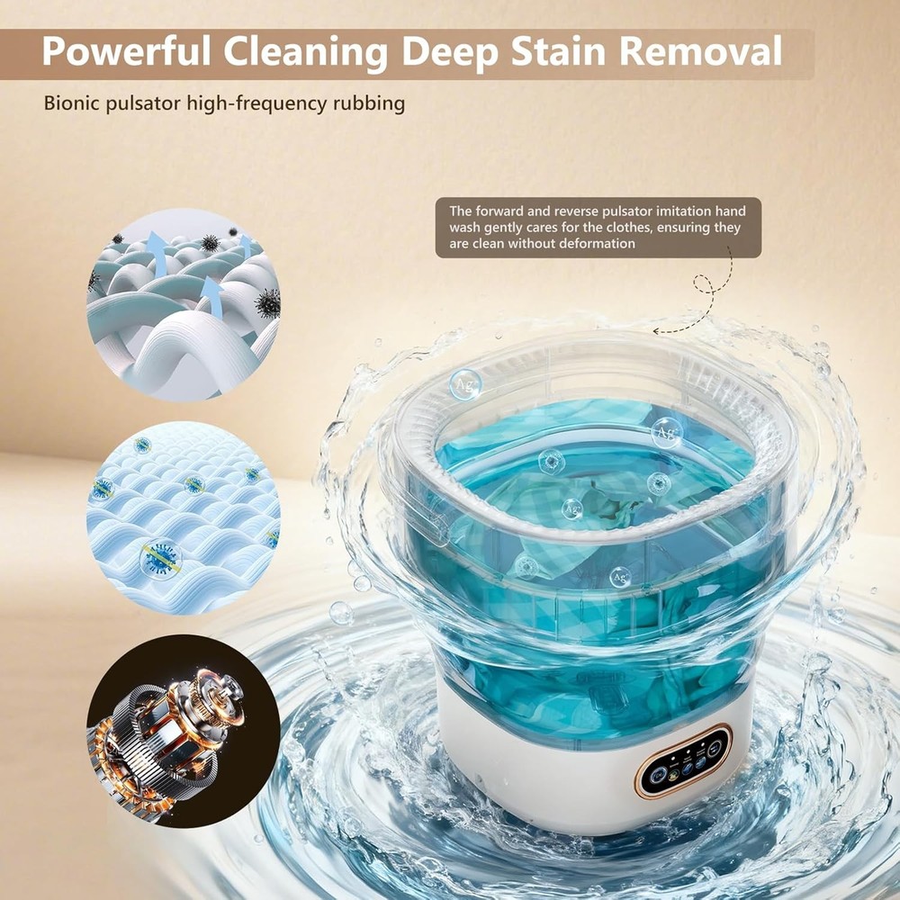 Portable Mini Washer & Spin Dryer 16L – Quiet, Compact Laundry Machine