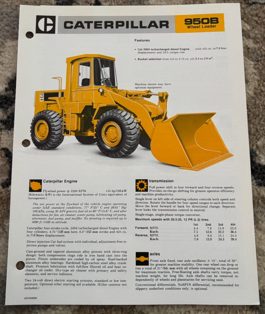 Caterpillar CAT 950B Wheel Loader Brochure AMIL25