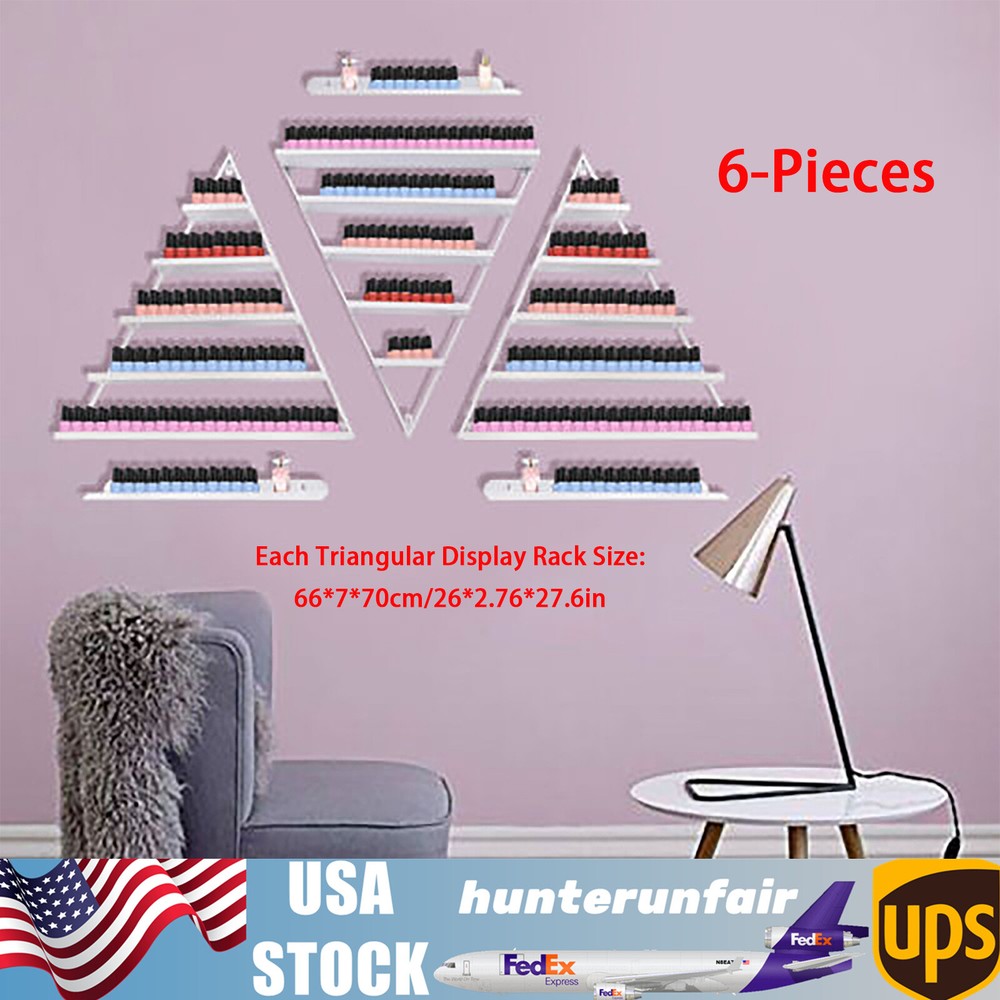 3 Pcs 5 Tier Wall Mounted Nail Polish Display Rack Triangular Display Shelves