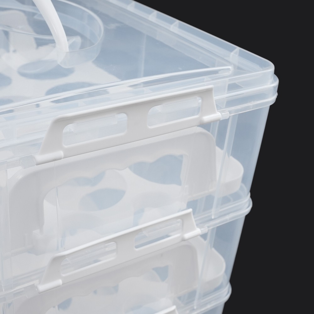 4-Tier Cupcake Carrier with Transparent Design & Easy Carry Handle