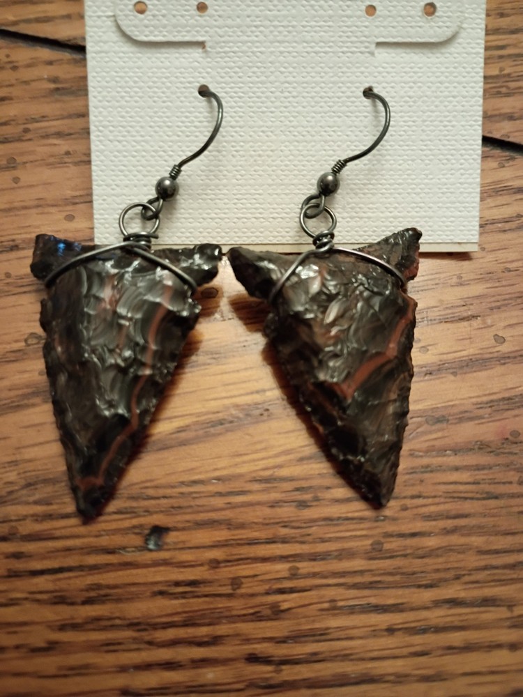 Flow Obsidian Native American Earrings