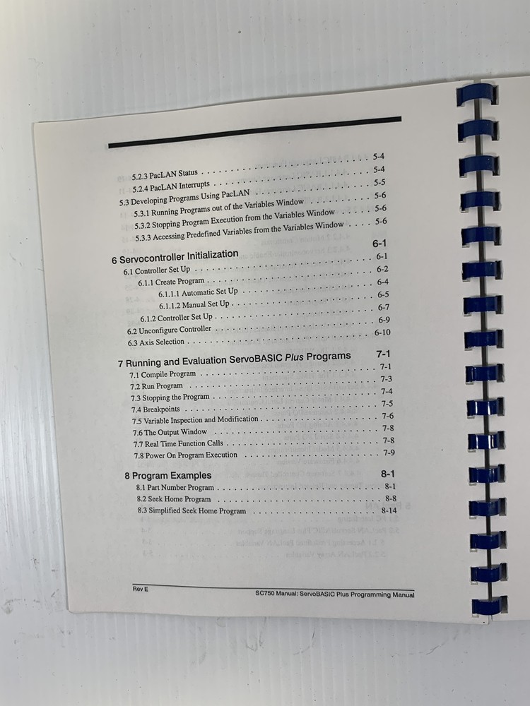 Pacific Scientific ServoBASIC Plus SC750 Programming Manual Version 2.8