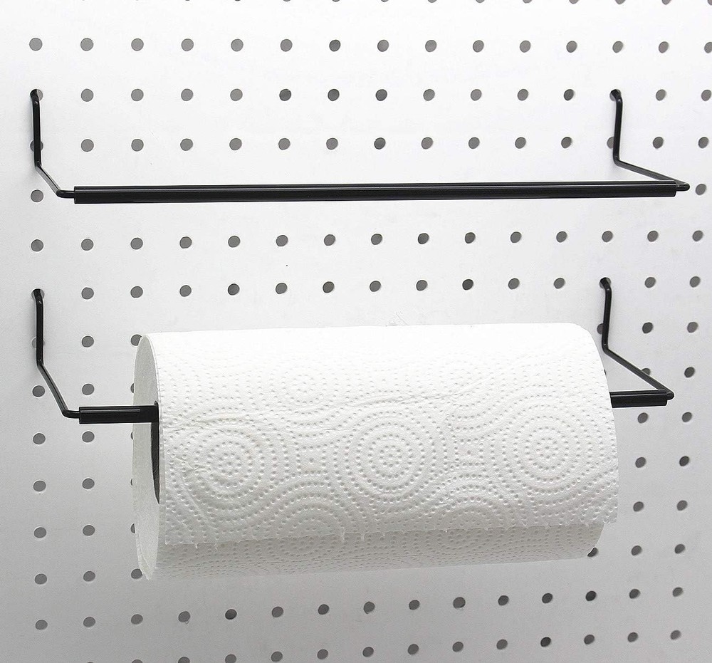 Rust-Resistant Wall-Mounted Paper Towel Holder for Standard Pegboards - 2 PCS