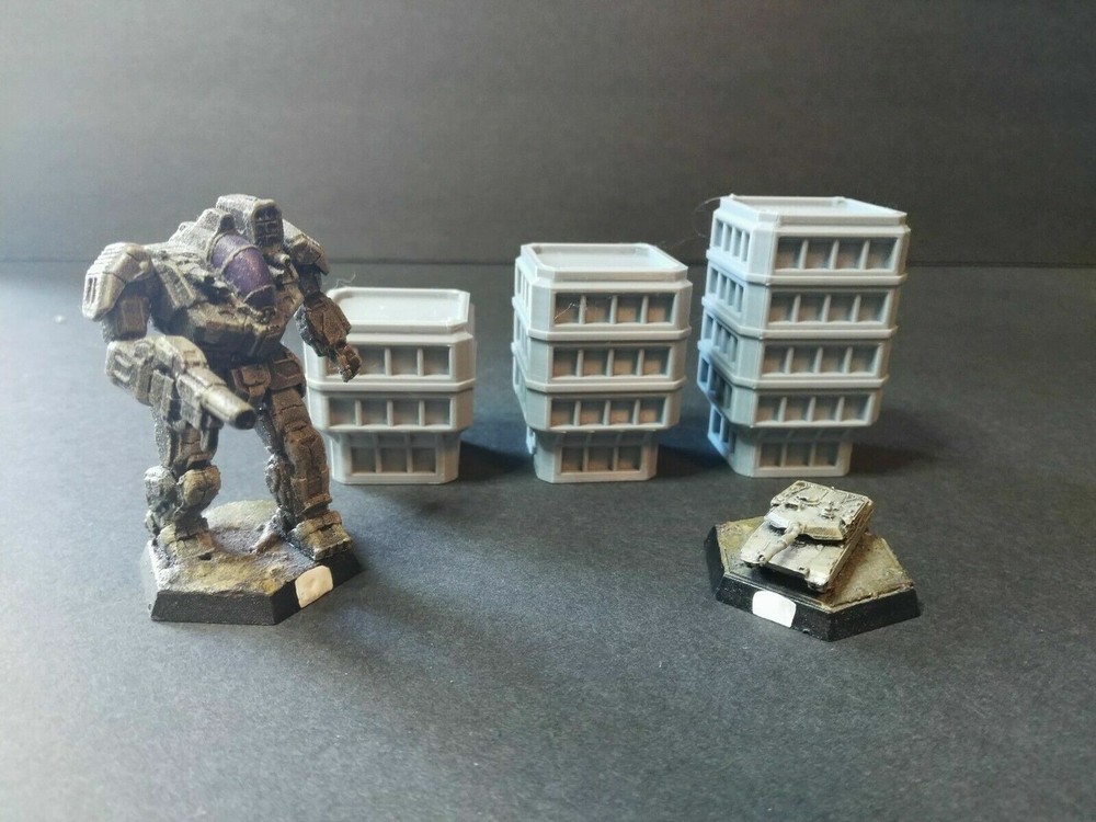 Set of 3 Sci Fi Building 24 - Tabletop Wargame Terrain Battletech Warhammer