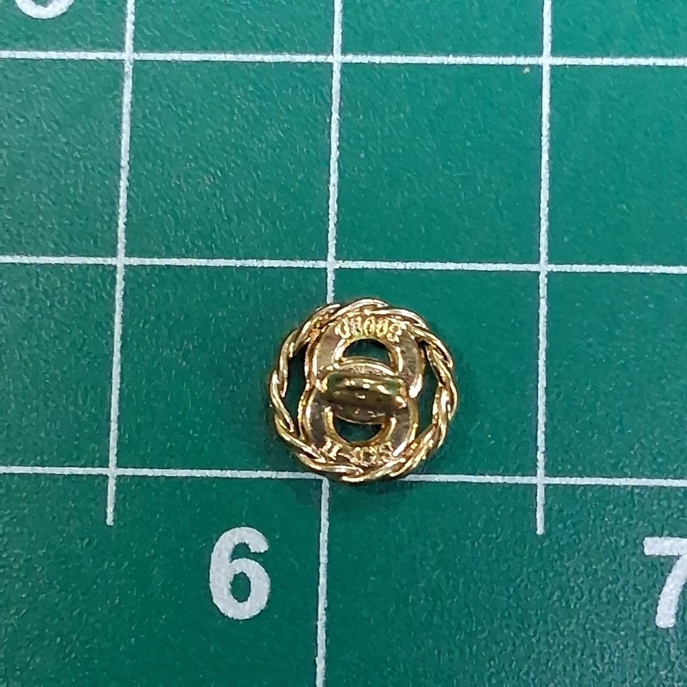SKB Pave CZ Interlocking Circle Rope Designed Ring Gold Tone Metal Accent Button