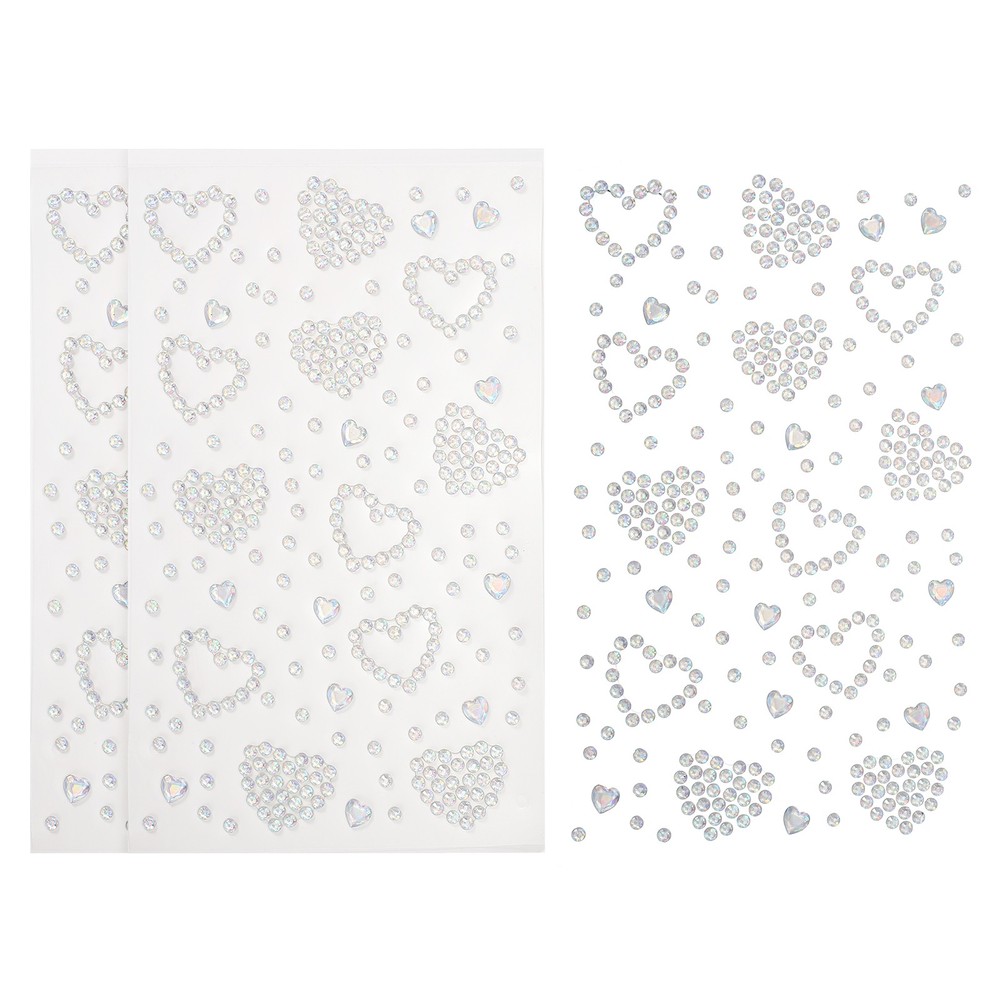 3Sheets Heart Gem Sticker, Face Gem Stickers, AB Color