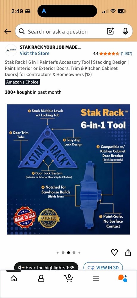 Stak Rack 6-in-1 Painter's Accessory Tool 12-Pack Blue Stacking Design
