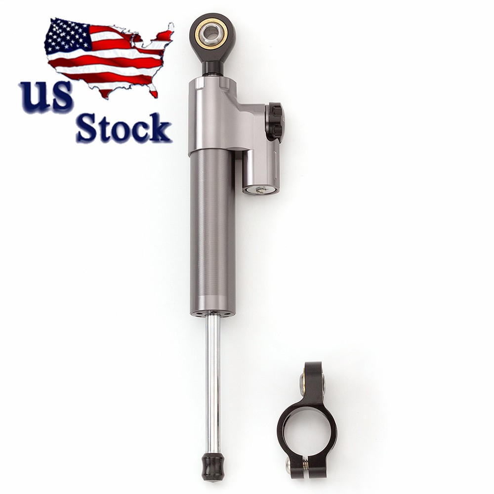 CNC Gray Steering Damper Motorcycle Stabilizer Linear Reversed Safe Control