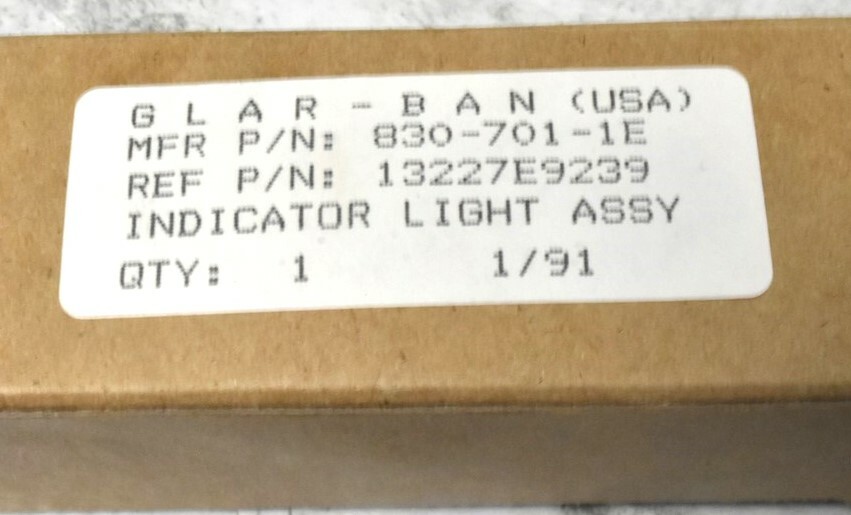 Mil-Spec Glar-Ban Indicator Light Part # 830-701-1E 110V 1"