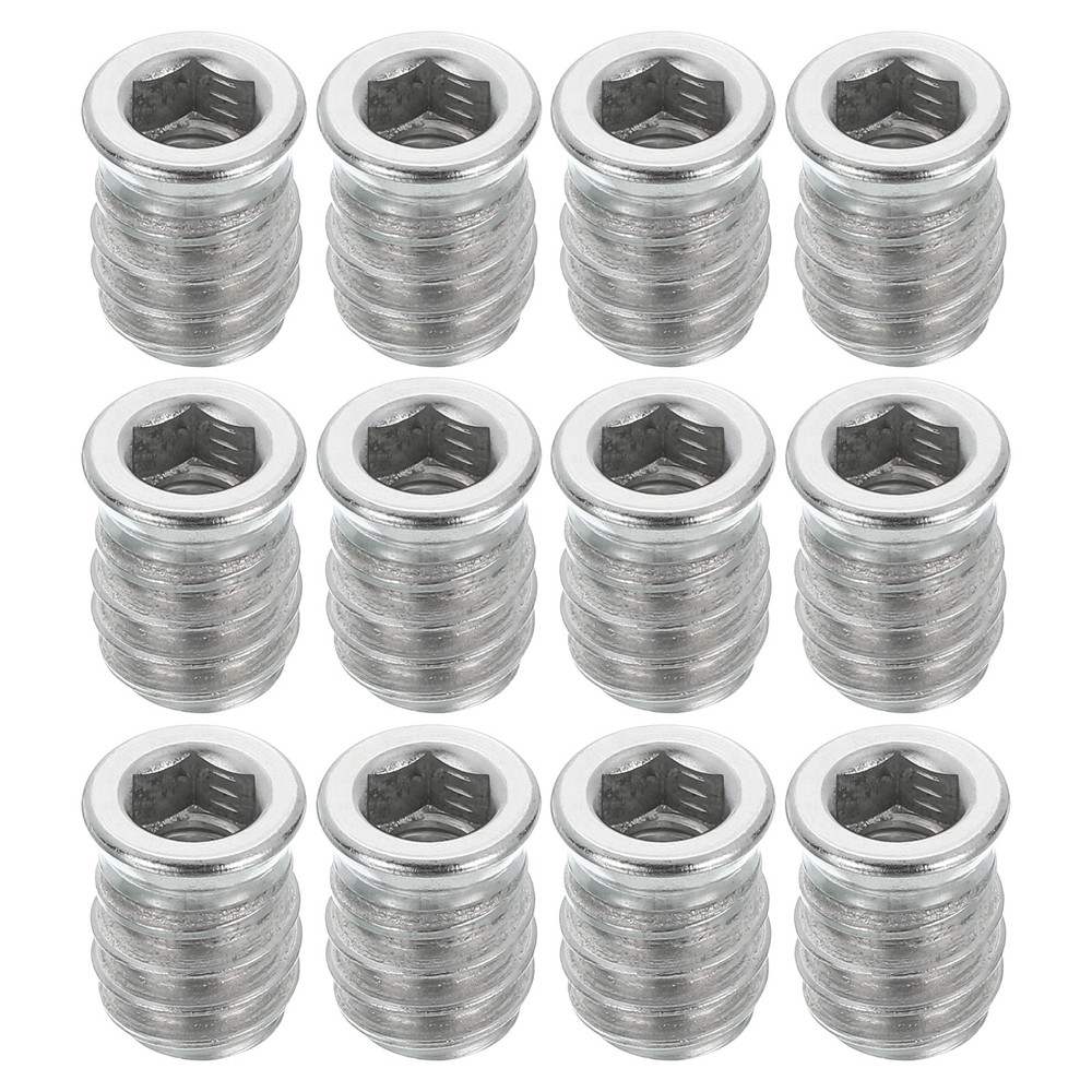 12Pcs Threaded Inserts Nuts, M6x15mm Hex Socket Drive Nut Inserts for Wood