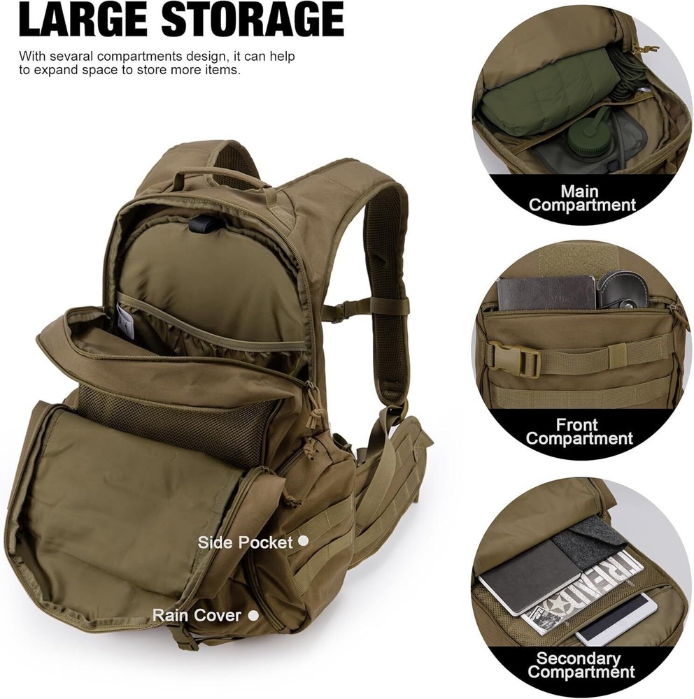 Tactical Backpack Military Molle Backpack with Chest Strap for Hiking Motorcycle