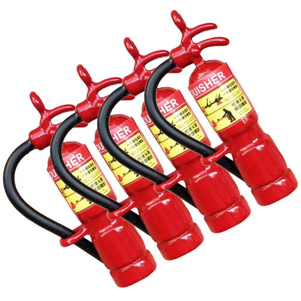 4 Pcs Mini Fire Extinguisher Model Miniature Extinguishers Metal Toy