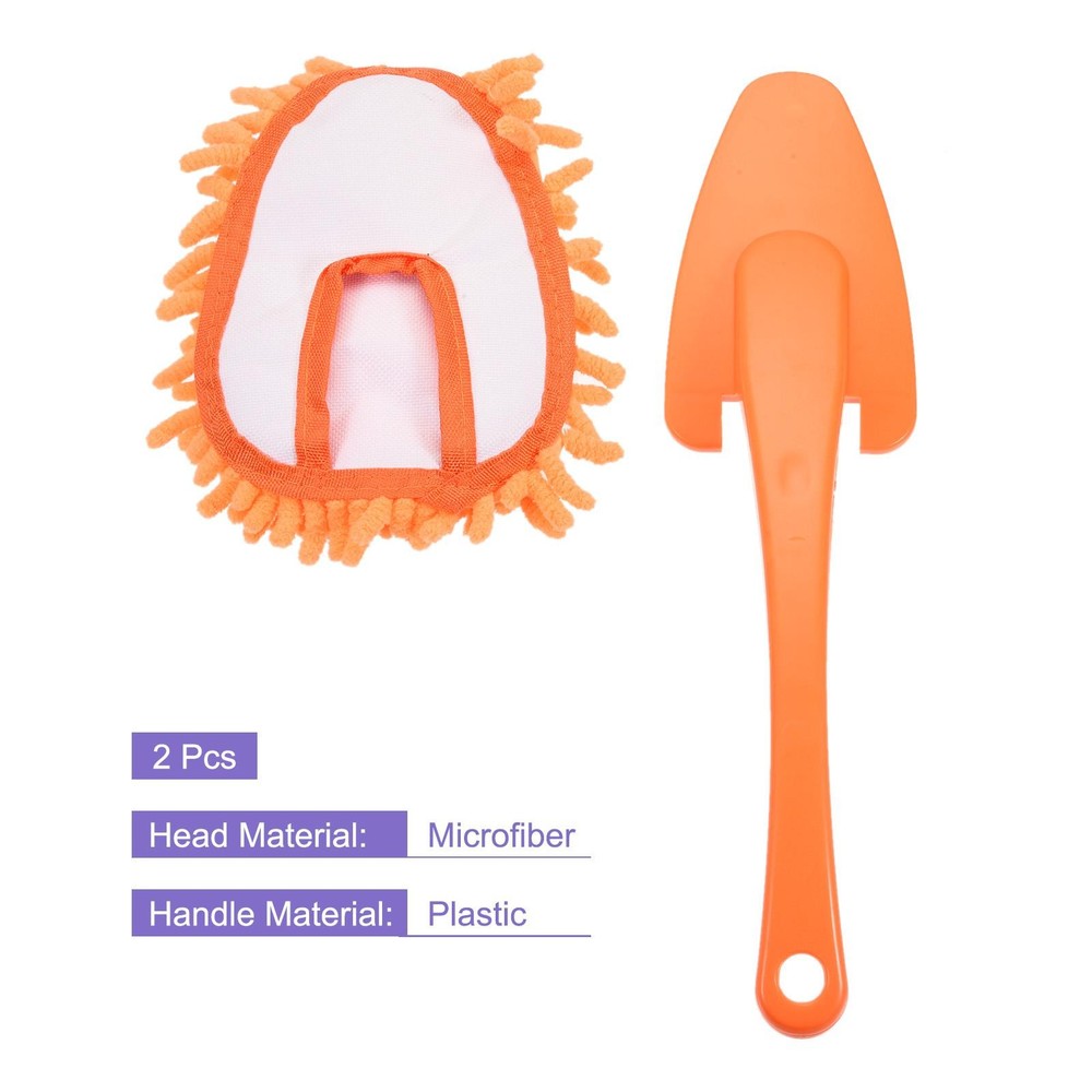 Microfiber Chenille Dust Washable Cleaning Brush, Orange, 2pcs