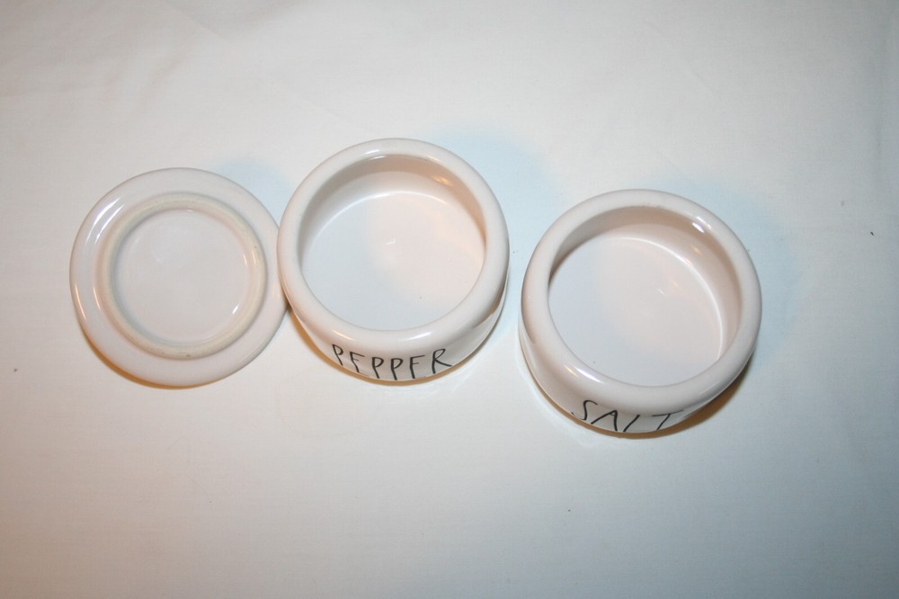 White Rae Dunn Artisan Collection Stackable Salt & Pepper Cellars #202