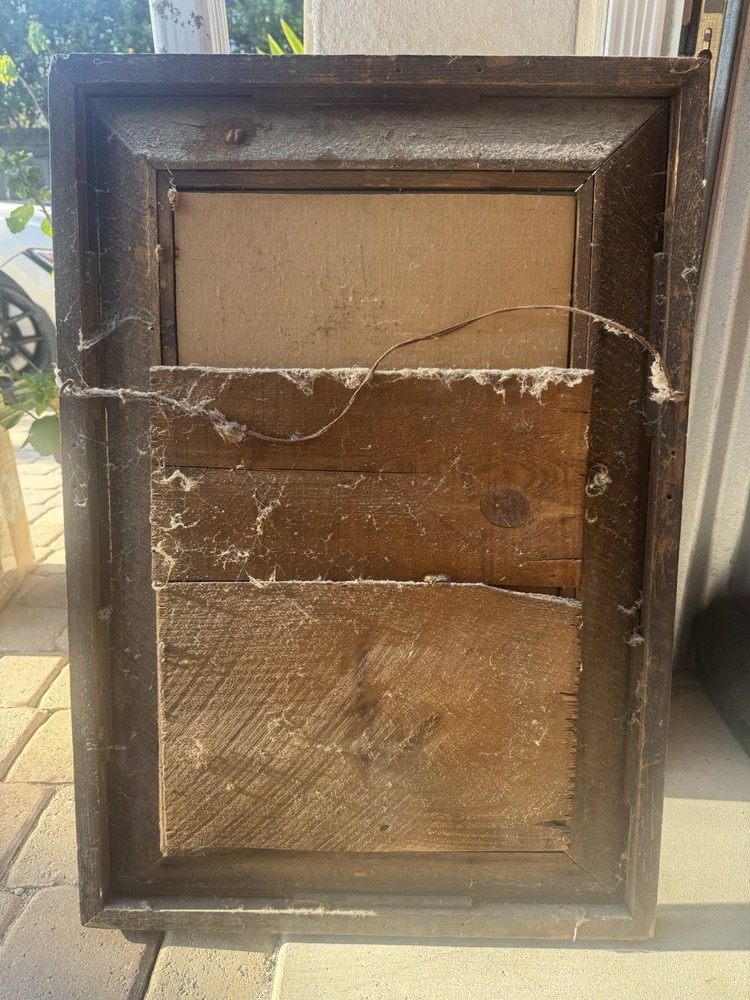 Antique Wooden Framed Brown Rectangle Vertical Wall Mirror