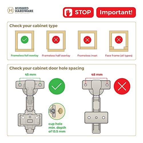Cabinet Hinges Pack Premium Frameless Adjustable Closing Speed 10 Full Overlay