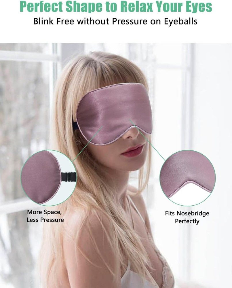 BeeVines Sleep Mask, 2 Pack 100% Real Natural 12- Black & Ruby Purple
