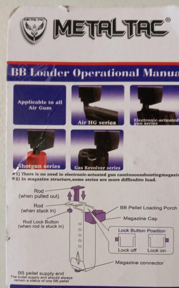 B.B Loader For BB Guns Metaltac NEW