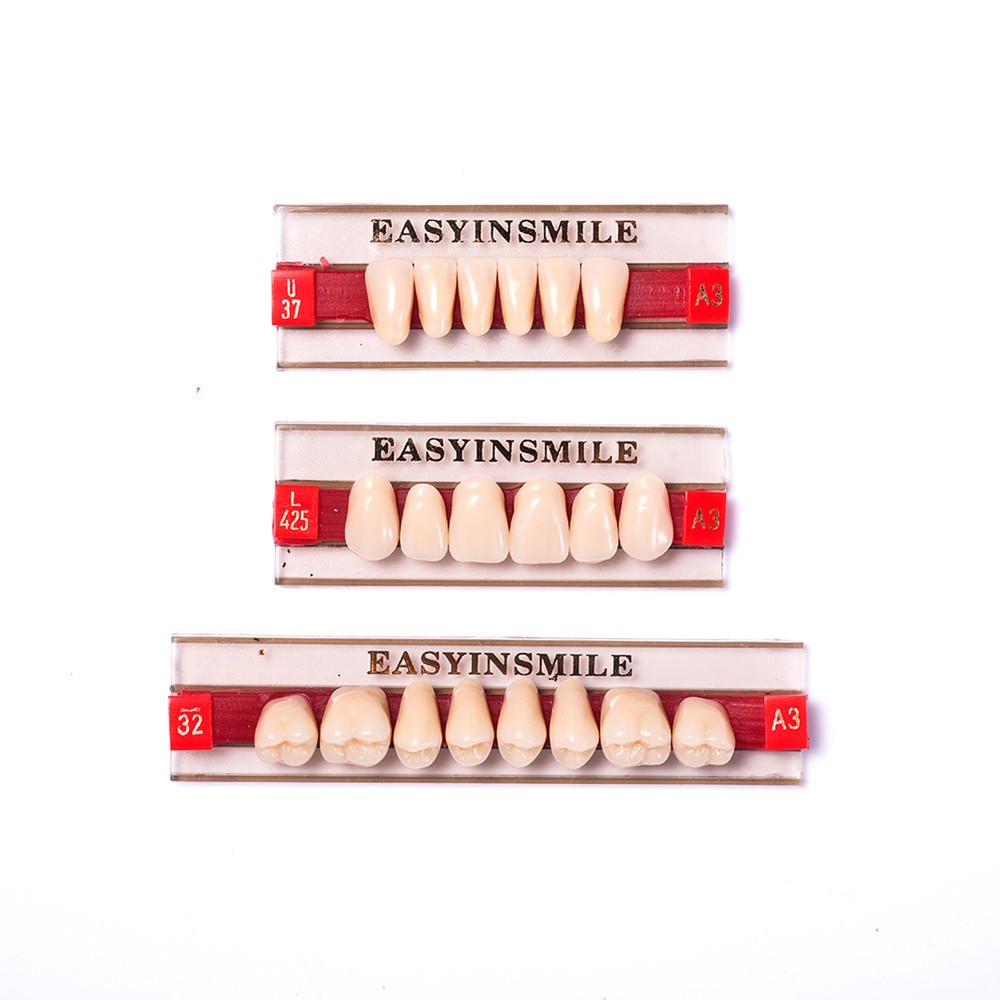 Dental acrylic resin Denture false Teeth DIY A1/A2/A3 Upper Lower Full set 【US】