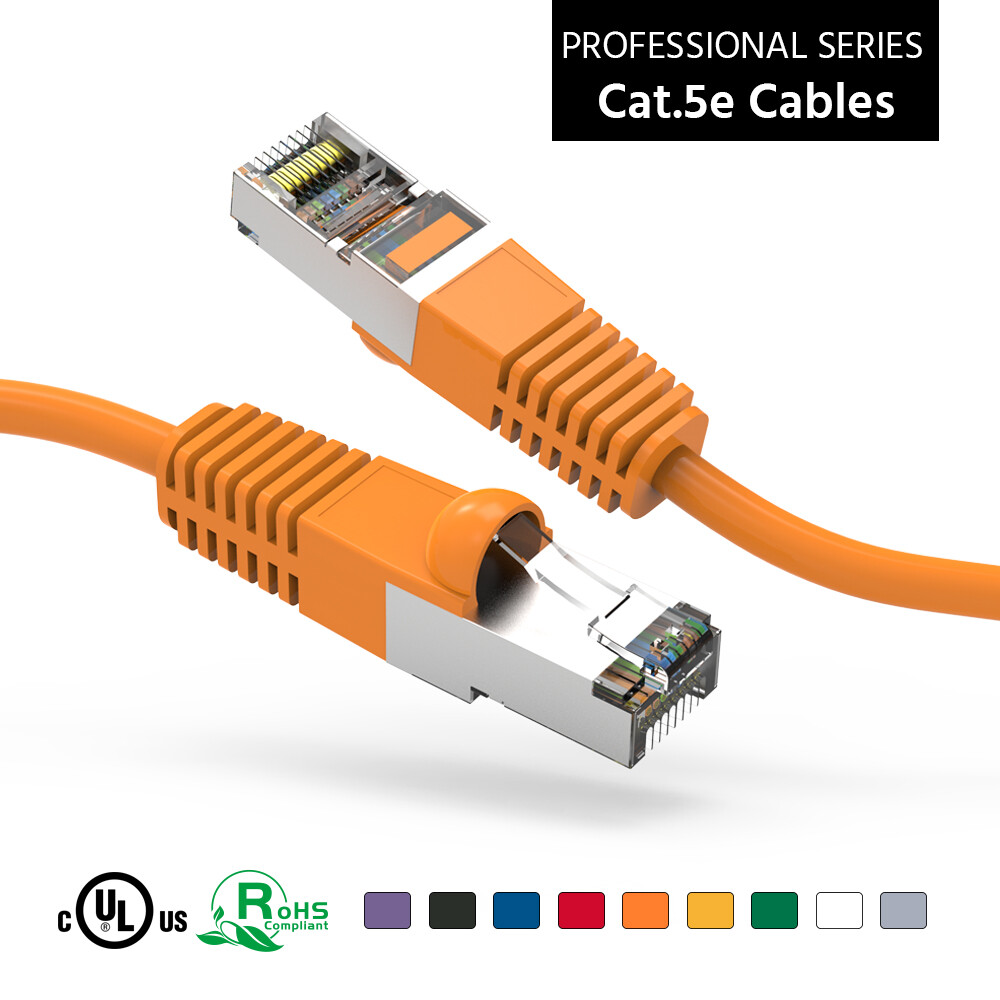 4Ft CAT5E Shielded (FTP) Ethernet Network Booted Cable Orange