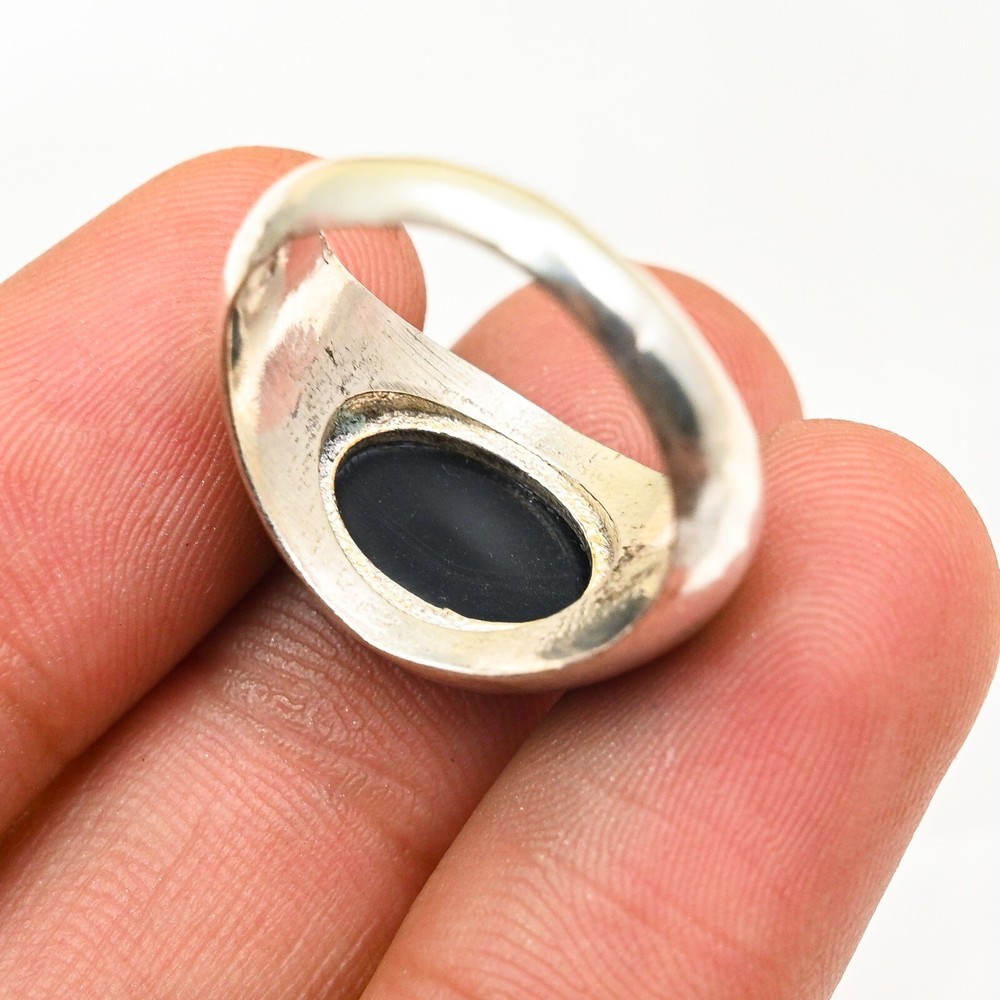 Black Onyx Men's Ring Solid 925 Sterling Silver Statement Ring, All Size M800